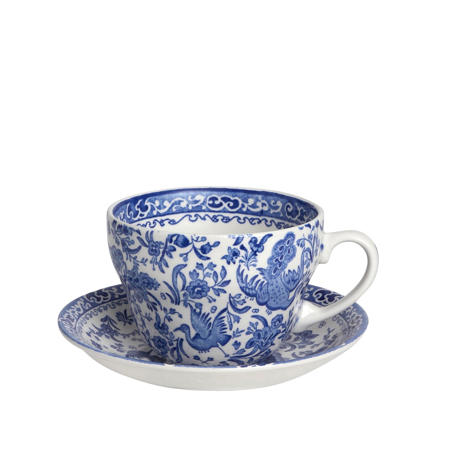 Burleigh Blue Regal Peacock Breakfast Cup & Saucer