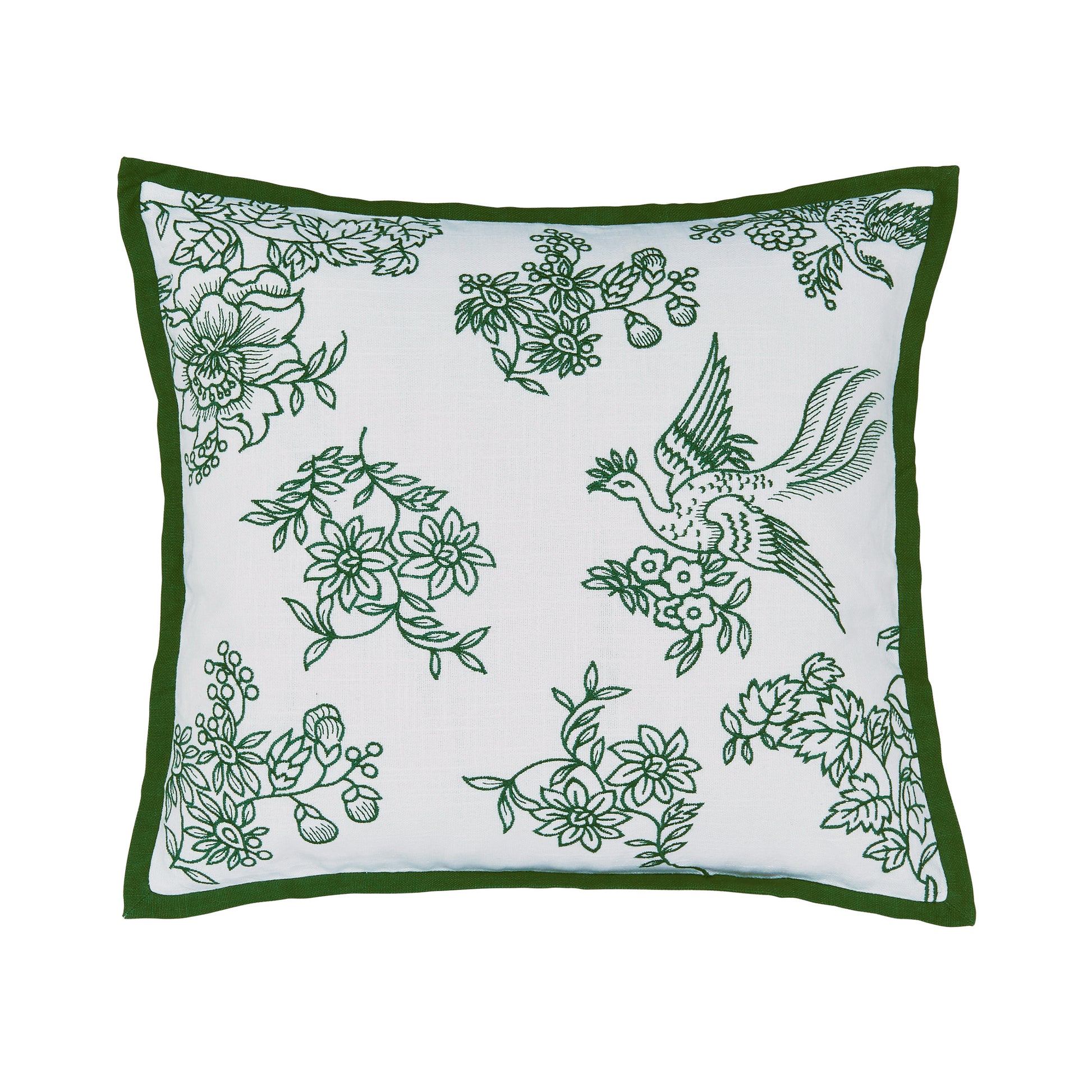 Bedeck x Burleigh Square Cushion 50cm x 50cm, Green Hibiscus