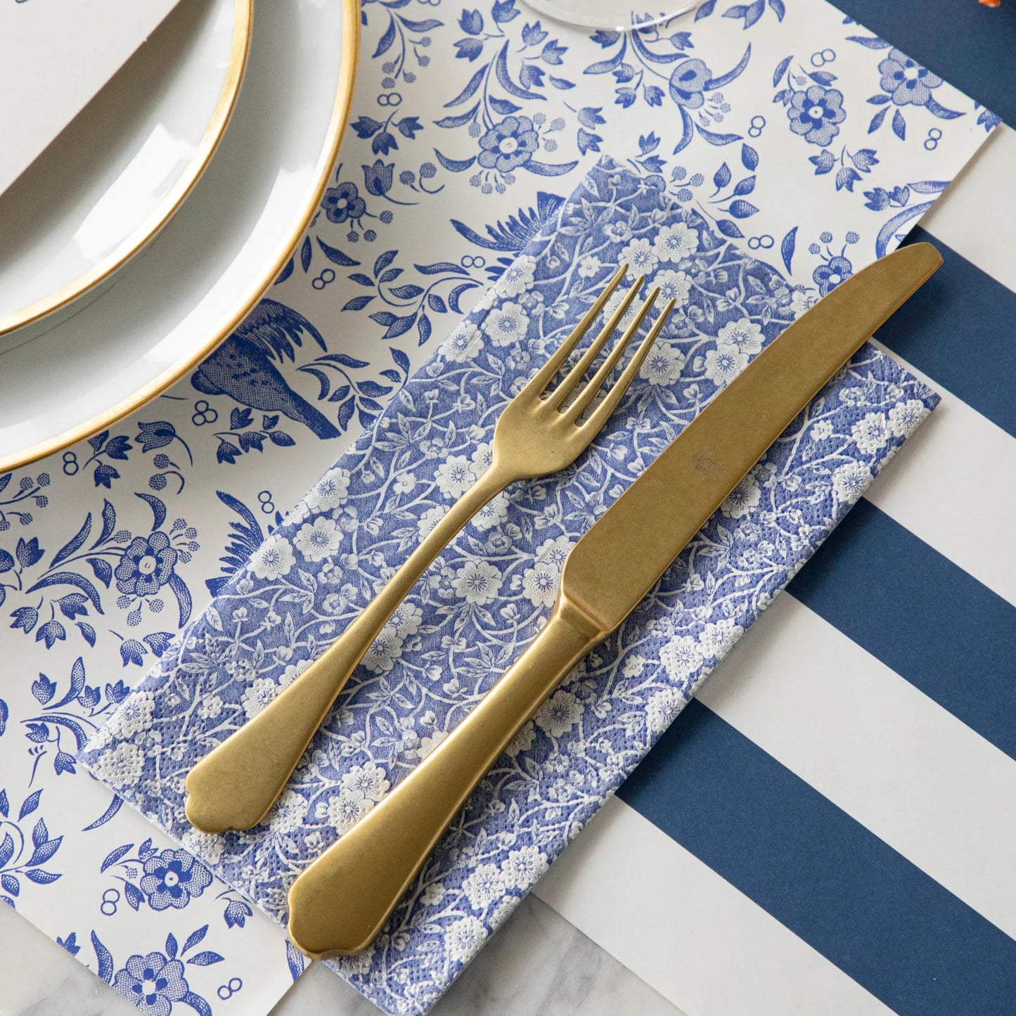 Burleigh x Hester & Cook Blue Calico Guest Napkins