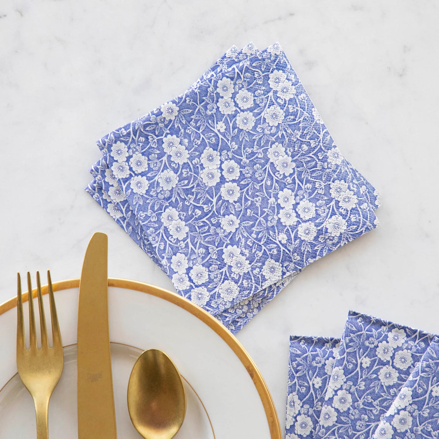 Burleigh x Hester & Cook Blue Calico Cocktail Napkins