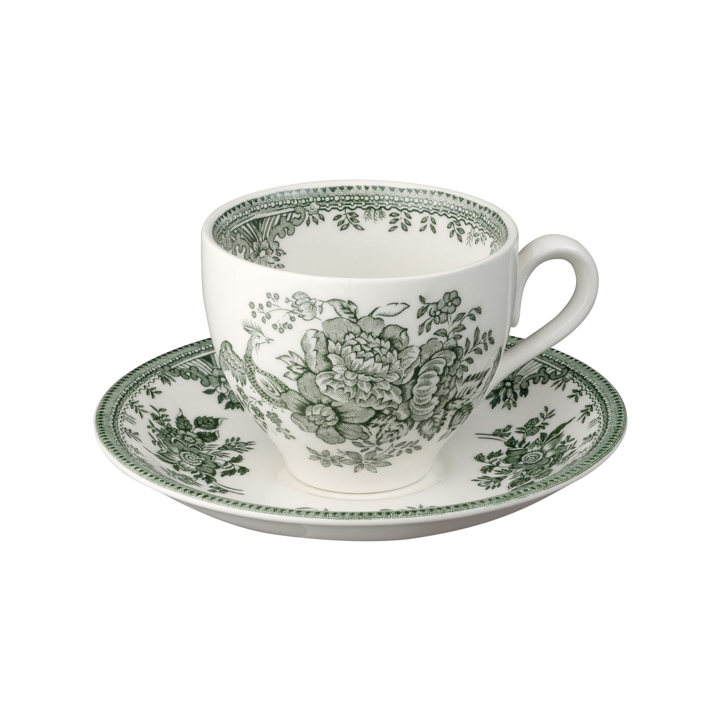 Green Asiatic Pheasants Teacup & Saucer