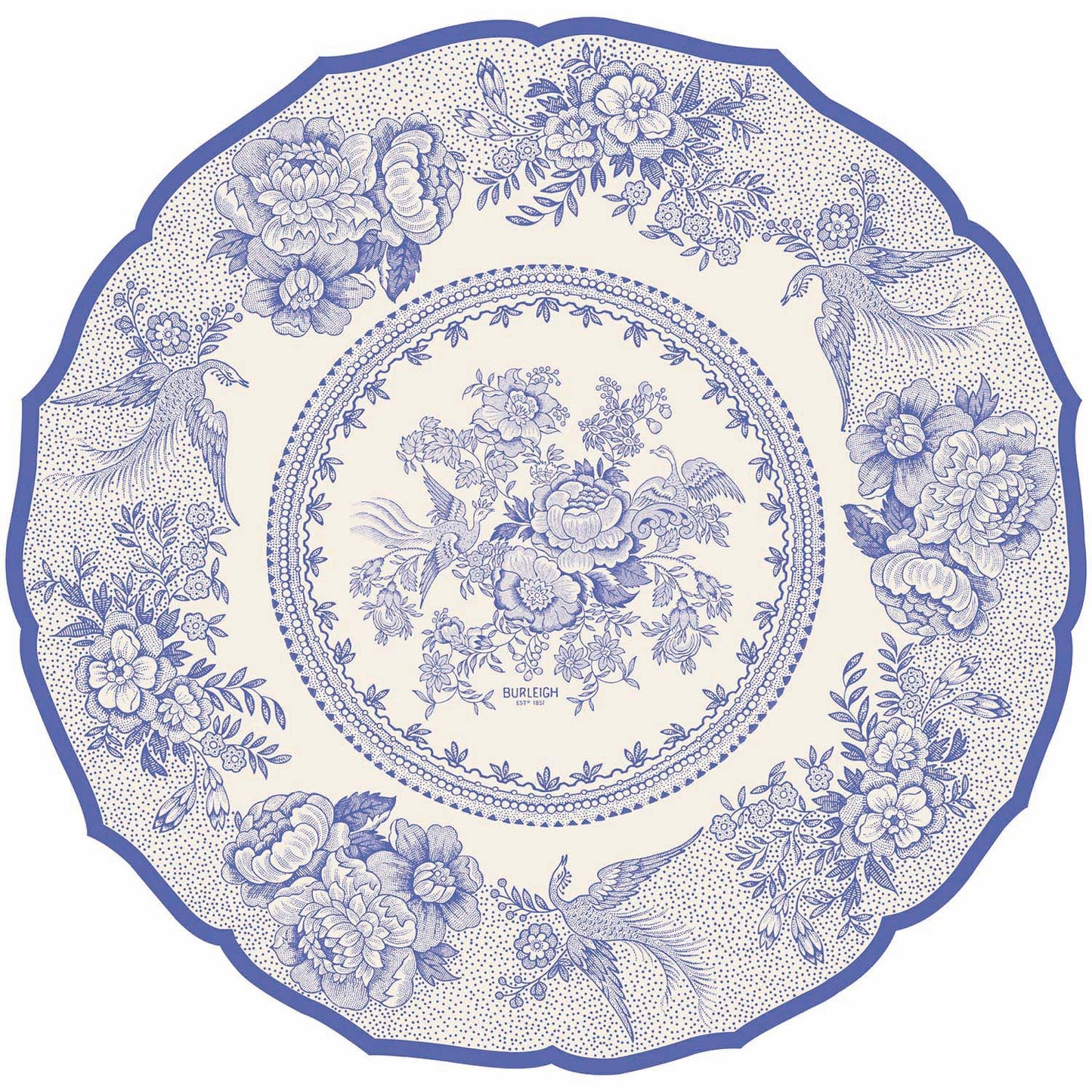 Burleigh x Hester & Cook Blue Asiatic Pheasants Round Placemats (needs weight for online)